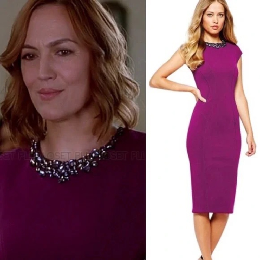 NEW! Ted Baker Dardee Plum Embellished Dress Sz 4 Retail $385 - Picture 6 of 7